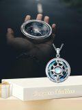 wholesale 925 Sterling Silver Blue Crystal Celtic Knot Compass Pendant Necklace for Men & Women-0-6