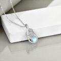 wholesale 925 Sterling Silver Blue Moonstone Tulip Pendant Necklace for Women-0-4