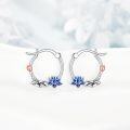 wholesale 925 Sterling Silver Blue Enamel Flower Hoop Earrings for Women-0-2