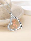 wholesale 925 Sterling Silver Metal Sporty Heart-Shaped Tennis Player Pendant Necklace with Never Give Up Inscription - Gifts for Women-0-1