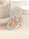 wholesale 925 Sterling Silver Tennis Girl Heart Pendant Necklace Rose Gold Never Give Up-0-1