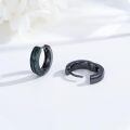 wholesale 925 Sterling Silver Turquoise Inlay Black Hoop Huggies - Punk Gothic Jewelry for Women & Men-0-4
