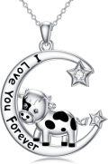 wholesale TOUPOP Cow Necklace 925 Sterling Silver Cute Cow Pendant Jewelry Necklace Cows Gifts For Women -0-0