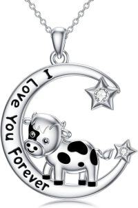 wholesale TOUPOP Cow Necklace 925 Sterling Silver Cute Cow Pendant Jewelry Necklace Cows Gifts For Women -undefined