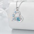 wholesale 925 Sterling Silver Blue Opal Sea Star & Turtle Wave Compass Pendant Necklace for Women Girls  45cm Chain Length-0-2