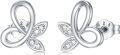 wholesale 925 Sterling Silver Platinum Plated Marquise Cut Cubic Zirconia Butterfly Stud Earrings D-VS-0-0