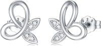 wholesale 925 Sterling Silver Platinum Plated Marquise Cut Cubic Zirconia Butterfly Stud Earrings D-VS-Butterfly