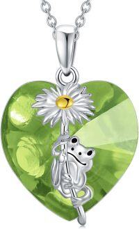 wholesale 925 Sterling Silver Birthstone Crystal Frog Necklace Pendant for Women-A08-August