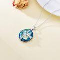 wholesale 925 Sterling Silver Blue Crystal Compass Pendant Necklace for Women Girls -0-4