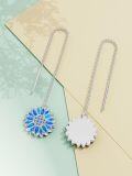 wholesale 925 Sterling Silver Blue Opal Flower Threader Drop Dangle Earrings Gift for Women Girls-0-4
