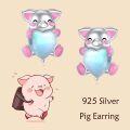wholesale 925 Sterling Silver Pig Heart Stud Earrings  for Girls and Women-0-5