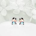 wholesale 925 Sterling Silver Cute Cow Holding Heart Moonstone Stud Earrings-0-2