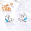 wholesale 925 Sterling Silver Blue Fire Opal Shark Stud Earrings for Women - Hypoallergenic Sea Life s-0-1