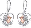 wholesale 925 Sterling Silver Heart-shaped Cat and Girl Hug Pendant Leverback Drop Earrings Gift for Her-0-0