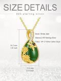 wholesale 925 Sterling Silver and Green Jade Pendant Necklace with Sunflower & Honeybee Design - Gift Ideas for Her-0-3