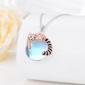 wholesale 925 Sterling Silver Red Panda Charm with Blue Agate Stone Pendant Necklace for Women-0-1