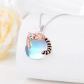 wholesale 925 Sterling Silver Red Panda Charm with Blue Agate Stone Pendant Necklace for Women-0-1