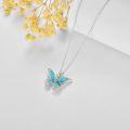 wholesale 925 Sterling Silver Turquoise Butterfly Pendant Necklace for Women-0-3