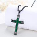 wholesale 925 Sterling Silver Abalone Shell Inlay Black Plated Cross Pendant Chain Necklace for Men's Religious s-0-5