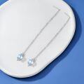 wholesale 925 Sterling Silver 7mm Heart Cut Moonstone Cat Threader Earrings for Women-0-2