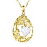 wholesale 925 Sterling Silver Heart Pendant Necklace Wholesale Gold Plated-10-Oct-Opal
