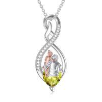 wholesale 925 Sterling Silver Birthstone Infinity Heart Pendant Father Daughter Gift-02-08-Light Green-August