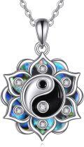 wholesale 925 Sterling Silver Blue Moonstone Lotus Pendant Necklaces Yoga Jewelry for Women-0-1