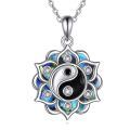 wholesale 925 Sterling Silver Yin Yang Lotus Pendant With Crystal Accents-0-0