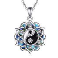 wholesale 925 Sterling Silver Yin Yang Lotus Pendant With Crystal Accents-Yin Yang Lotus
