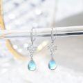wholesale 925 Sterling Silver Blue Opalite Teardrop Leverback Drop Earrings for Women Girls Gift Boxed-0-4