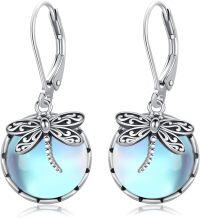 wholesale 925 Sterling Silver Blue Opal Dragonfly Leverback Dangle Earrings for Women-Dragonfly