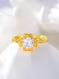 TOUPOP 18k Gold Plated Sterling Silver Moissanite Engagement Rings-0-3
