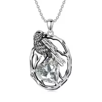 wholesale 925 Sterling Silver Birthstone Raven Necklace for Women-Black