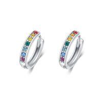 wholesale 925 Sterling Silver Colorful Gemstone Huggie Hoop Earrings-15mm chakra hoops
