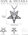 wholesale 925 Sterling Silver Satanist Baphomet Goat Head Pendant with Inverted Pentagram Necklace-0-1