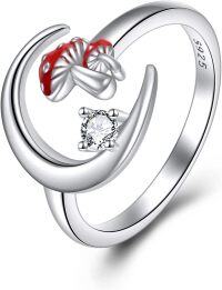 wholesale 925 Sterling Silver Open Adjustable Ring for Women Jewelry Gift-Mushroom