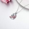 wholesale 925 Sterling Silver Pink Crystal Unicorn Pendant Necklaces for Girls Women's Gifts Birthdays Jewelry-0-2