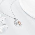 wholesale 925 Sterling Silver Crescent Moon with Two Otters on Chain - Cute Animal Charm Necklaces for Women Girls Gifts-0-1