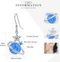 wholesale 925 Sterling Silver Blue Opal Planet & Star Drop Earrings Celestial Jewelry-0-4