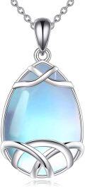 wholesale 925 Sterling Silver Blue Moonstone & Peridot Celtic Knot Pendant Necklace-0-0