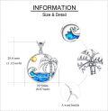 wholesale 925 Sterling Silver Blue Opal Wave and Palm Tree Necklace for Women Nature Inspired s-0-2
