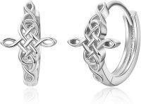 wholesale 925 Sterling Silver Celtic Knot Huggie Hoop Earrings for Women - Hypoallergenic s-1-Silver