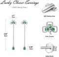 wholesale 925 Sterling Silver Emerald Green Gemstone Drop Earrings - Four-Leaf Clover Design for Women's Fashion Accessories-0-4