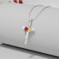 wholesale 925 Sterling Silver Cross with Ladybug and Sunflower Charm Pendant Necklace-0-4