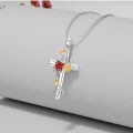 wholesale 925 Sterling Silver Cross with Ladybug and Sunflower Charm Pendant Necklace-0-4