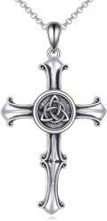 wholesale 925 Sterling Silver Celtic Knot Trinity Circle Cross Pendant Necklace for Men & Women - Vintage Gothic Style Faith s-0-0