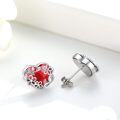 wholesale 925 Sterling Silver Red Crystal Heart Daisy Flower Stud Earrings for Women and Girls-0-1