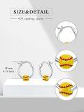 wholesale 925 Sterling Silver Yellow Baseball Hoop Earrings Sporty  for Her-0-4