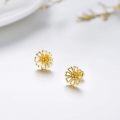 wholesale 14K Gold Heart-Shaped Floral Stud Earrings for Women - Delicate Fine s-0-2