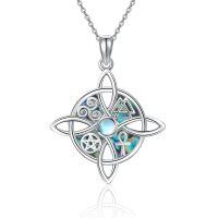 wholesale 925 Sterling Silver Moissanite Witches Knot Necklace Witch Jewelry for Women-A-Moonstone&Abalone Shell-A-Moonstone&Abalone Shell